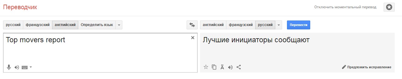 Некорректный перевод от Google Translate